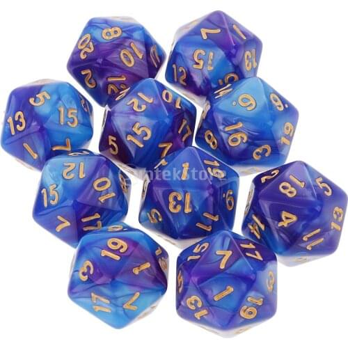 MagiDeal 10pcs 20 Sided Dice D20 Polyhedral Dice for Dungeons and Dragons Table Games Acrylic DND RPG MTG Dice
