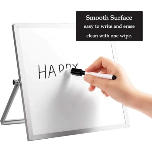 Small Magnetic White Board for Desk 10"X10" Double-Sided Desktop Tabletop Dr y Era se Board with Stand for Students Kids Home Of