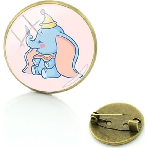 Disney Dumbo Fashion Brooch Trend Cartoon Pattern Cabochon Glass Pin Brooch Gift Mens And Womens Brooch Accessories
