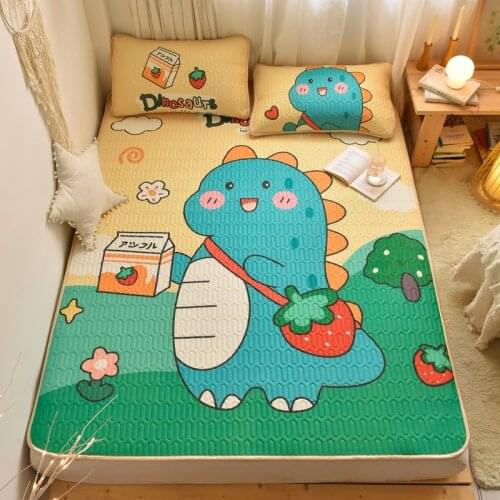 Cartoon Cool Feeling Silk Latex Mat Can Be Washed Three-piece Summer Ice Silk Soft Mat