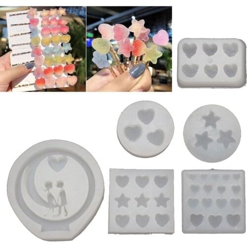 Handmade Sugar Love Star Heart Soft Candy Pendant Mold Gummy Candy Hairpin Slilcone Resin Molds Jewelry Making Tools