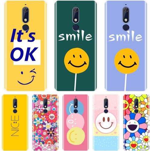Soft Silicone Phone Case For Nokia 7.1 6.1 5.1 3.1 2.1 Yellow Blue Smile Flower Back Cover For Nokia 7.1 6.1 5.1 3.1 2.1 Plus