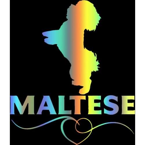 S51352# Various Sizes/Colors Car Stickers Vinyl Decal Maltese Love Dog Motorcycle Decorative Accessories Creative
