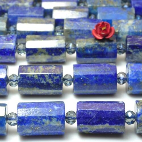 Natural Lapis Lazuli Gemstone Faceted Tube Beads Loose Gemstones Wholesale Jewelry Making Stuff Semi Precious Stone