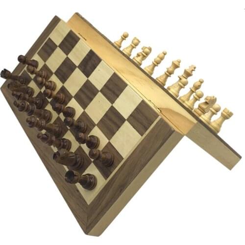 New Magnetic Chess Wooden Wooden Checker Board Solid Wood Pieces Folding Chess Board High-end Puzzle Chess Game