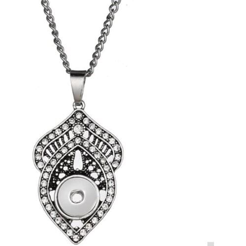 New Snap Necklace Fashion Vintage Silver color Necklace Fit 12mm Snap Buttons Pendant Necklace For Women Button Jewelry