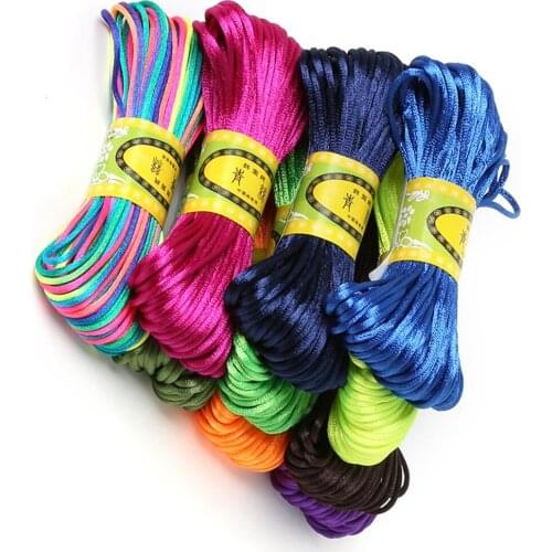 New Arrivals 2mm 20M Chinese Knot Cord Rattail Satin Braided String Jewelry findings Beading Rope for DIY Fashion crafts