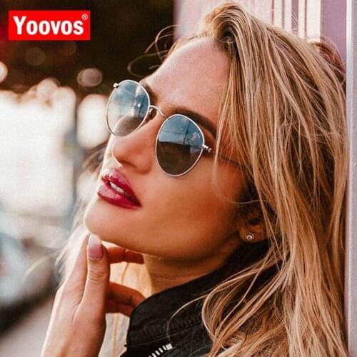 Yoovos New Alloy Sunglasses Women Classic Brand Designer Sunglasses Small Frame Round Sun Glasses Vintage Metal Oculos Feminino