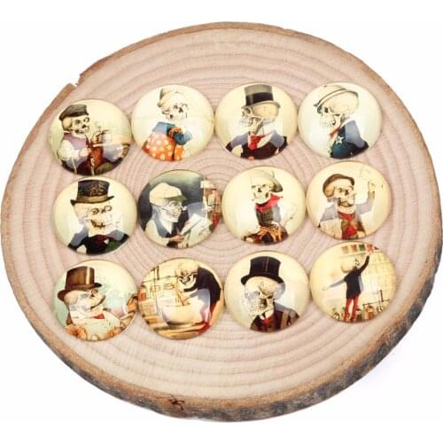 Onwear mixed skeleton old man photo round dome glass cabochons 20mm 12mm 14mm 18mm 25mm diy jewerly components
