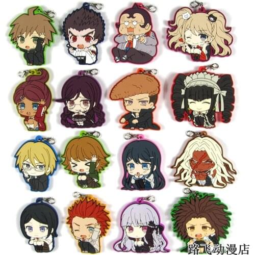 Original Anime Danganronpa Rubber Keychain Trigger Happy Havoc Pendant Enoshima Junko Monok mobile phone charms/key chain/strap