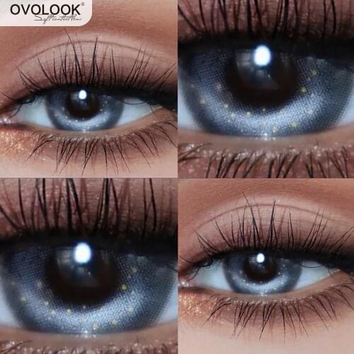 OVOLOOK-2pcs/pair Mochi Mulberry Little Wildcat Series Colored Contact Lenses Cosmetic Contacts Natural Color Lens (Dia:14mm)