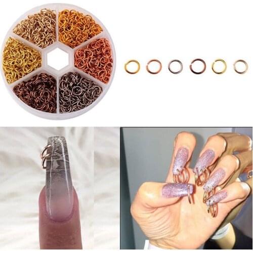 6 Colors/box Piercing Dangle Nail Art Charms Glitter 3D Nails Rhinestones Acrylic Decoration Metal Alloy Designs Accessories