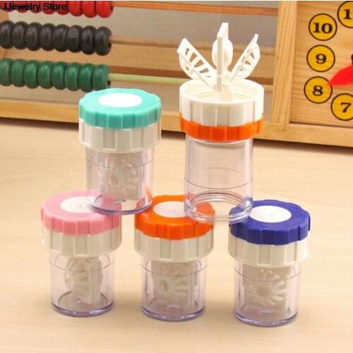 Portable Manually One Plastic Contact Lens Cleaner Washer Cleaning Lenses Case Tool 3.2cm*3.2cm*4.7cm