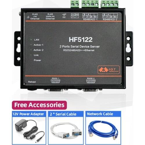 Serial 2 Port Transmission Converter Serial Server Industrial Serial To Ethernet RTOS