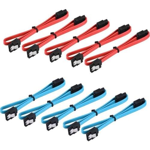 5pcs 18" Straight-through Connector Sata 3.0 Iii High Speed 6.0 Gbps Data Cable With Locking Latch Data Cable Transmission Line