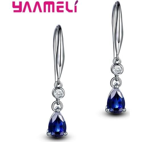 925 Sterling Silver Earrings for Women Long Drop Wedding Jewelry Accessories Fashion Smooth Tears/Waterdrop Pendientes
