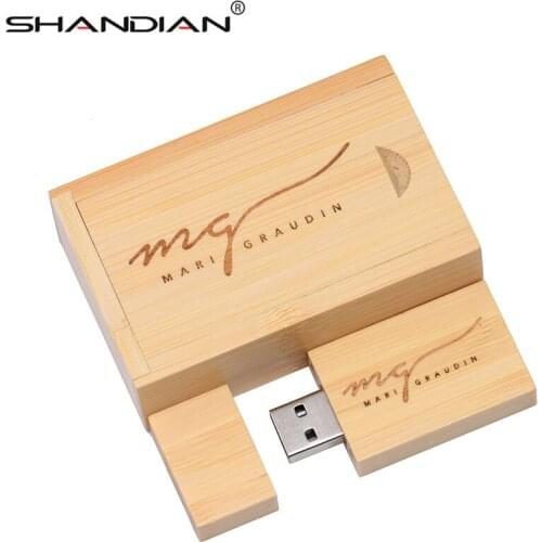 SHANDIAN USB 2.0 wooden little square block USB+BOX Flash Drive 64GB 32GB 16GB 4GB Memory Stick wedding gifts 1PCS free logo