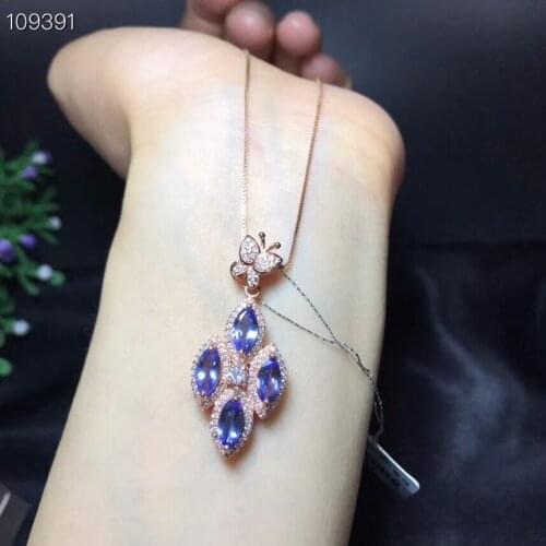 Blue red green colour for choose natural Tansanite Ruby Emerald gemstone pendant for necklace with silver for women