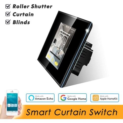 LCD WiFi Smart Curtain Switch for Electric Motorized Curtain Blind Roller Shutter, Works with Apple Homekit Alexa Google Home