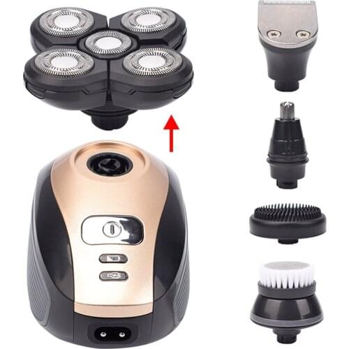 LK-1800 5 In 1 4D Mens Rechargeable Bald Head Electric Shaver 5 Floating Heads Beard Nose Ear Hair Trimmer Razor
