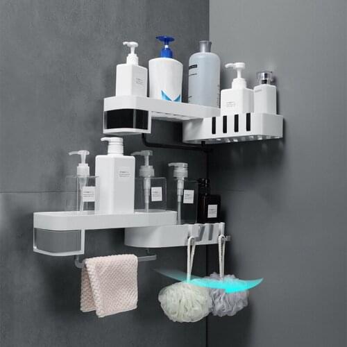 Corner Bathroom Organizer Shelf 180 Degree Rotate Bathroom Storage Holders Rack Waterproof Pun-free Kitchen Storage Racks