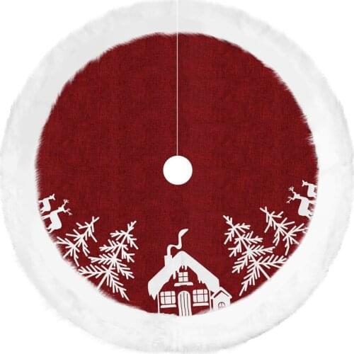 Vosarea Christmas Tree Skirt Xmas Tree Base Mat Holiday Christmas Tree Ornaments Home Party Decorations Red