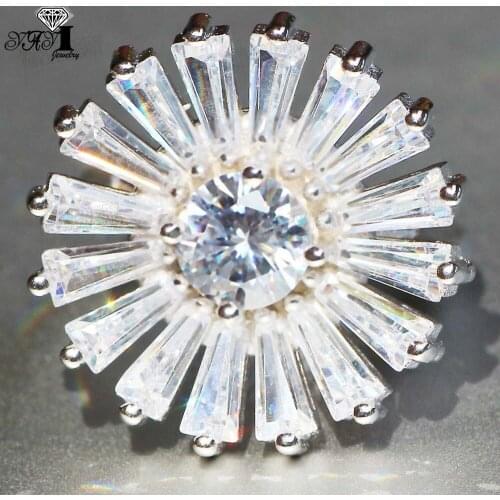 YaYI Jewelry Princess Cut 5.4 CT White Zircon Silver Color Engagement Rings wedding Heart Rings Girls Party Rings Gifts