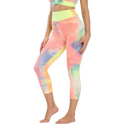 SVOKOR Printied Women Leggings Gym Exercise Fitness Leggings Push Up High Waist Workout Pants Female Tie-dye