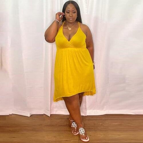 XL-5XL Plus Size High Waist Dress for Women Sexy Deep V Neck Sleeveless Knee Length Dresses Female Elegant Clubwear Vestidos