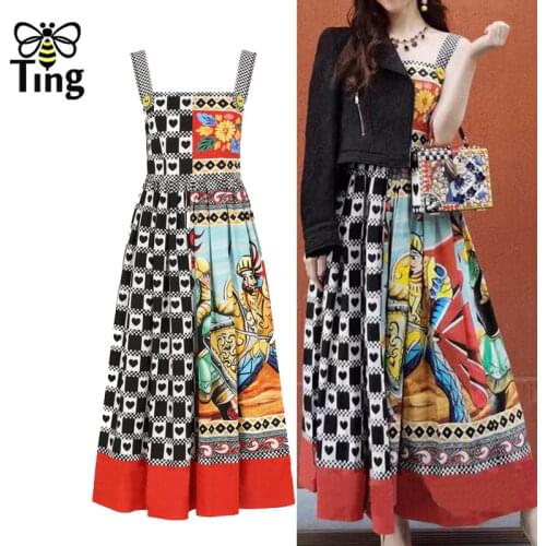 Tingfly Designer Fashion Summer Strap Vintage Floral Midi Long Dress Women Elegant Party Dinner Dresses Goblincore Elbise Chic