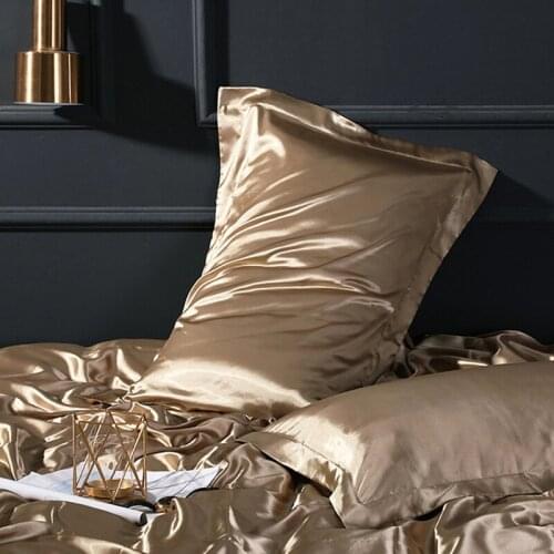1PC/ 2pcs Pure Satin Silk Soft Pillowcase Cover Bedding Pillow Cover Rectangle Pillow Cases Bed Linings Multicolor
