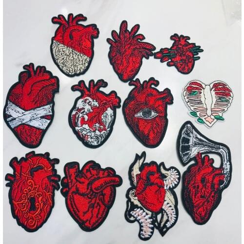 1PCS Cartoon Organ Heart Embroidery Iron On Applique Sewing Supplies Patch Fabric Sticker For DIY Jackets Apparel Accessories