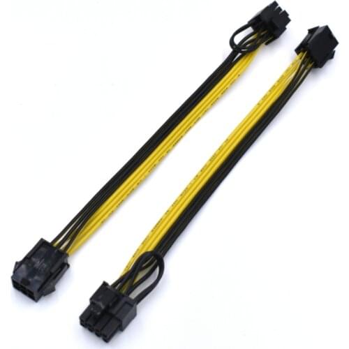 10pcs/lot 20CM 18awg PCI Express PCI-e 6 Pin to 8 Pin Graphics Card Power Adapter Cable