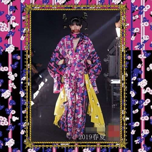 147cm wide printed fabric meter micro elastic dress 100% polyester fabric fashion week printed fabric wholesale polyester cloth