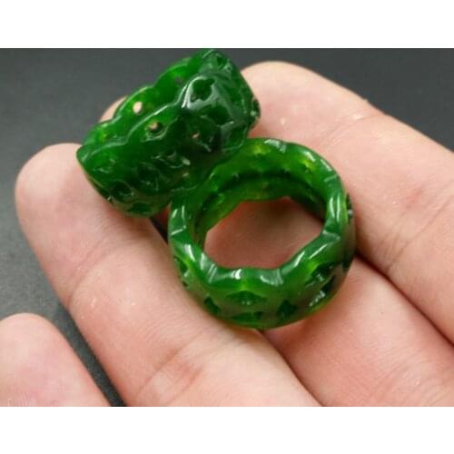 2pc 20mm Natural jadeite ring dry green hollow ring female models