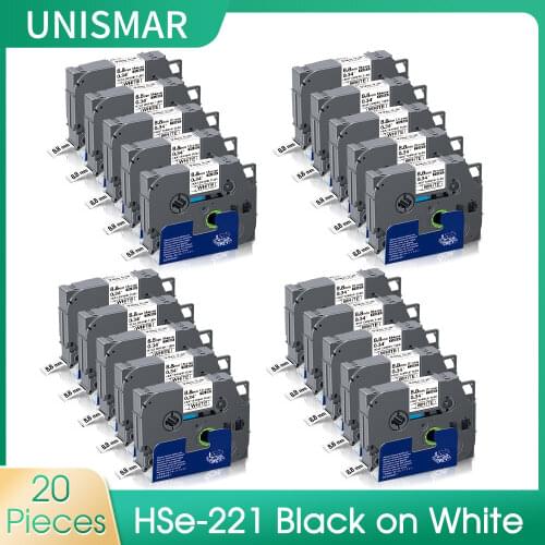 Unismar 20PK 8.8mm Length Hse 221 Hse-221 For Brother Hse-221 hse221 Heat Shrink Tube Cable Label Compatible P Touch Label Maker