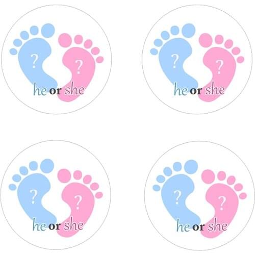24/48pcs 4.5cm He or She Stickers Boy or Girl Vote Sticker for Gender Reveal Party Decoration Baby Shower Gift Bag Sticker