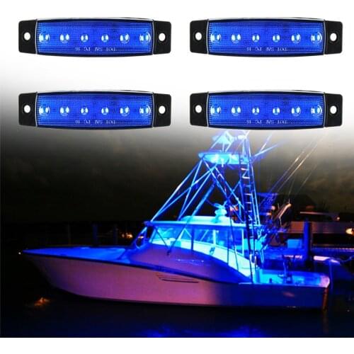 4pcs 12V Marine Boat Interior Cockpit Deck Stair Step Courtesy Light Navigation LED Lights Stern Transom Starboard Lamp