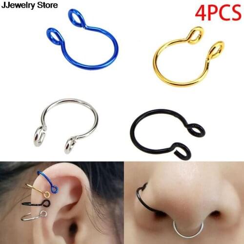4pcs Stainless Steel Twist Circle Nose Ring Tragus Lip Piercing Earrings multifunctional Body Jewelry Hot