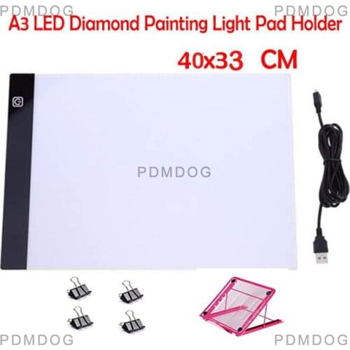 A4/3/5 LED Light Pad Artist Light Box Table Tracing Drawing Board Pad Diamond Painting Embroidery Tools Stand Holder and Clips