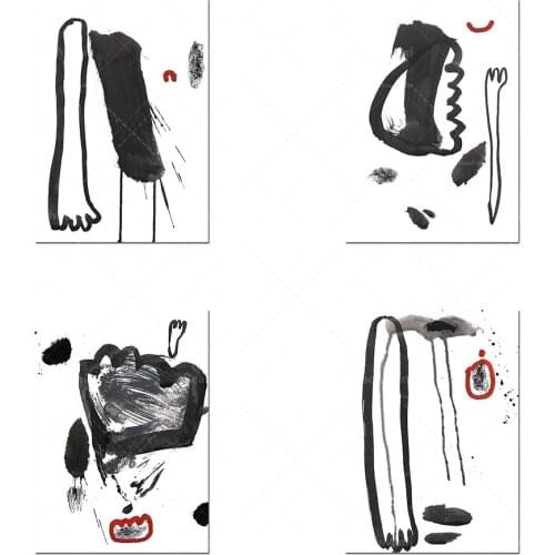 Abstract Wall Art Black And White Brush Canvas Painting Boho Poster Print Home Decoration Pictures for Living Room Decor