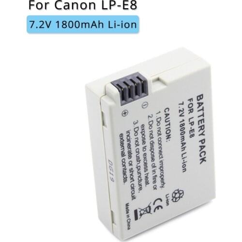 1800mah LP-E8 LPE8 LP E8 Rechargeable Digital Camera Battery for Canon EOS 550D 600D 650D 700D X4 X5 X6i X7i T2i T3i T4i T5i