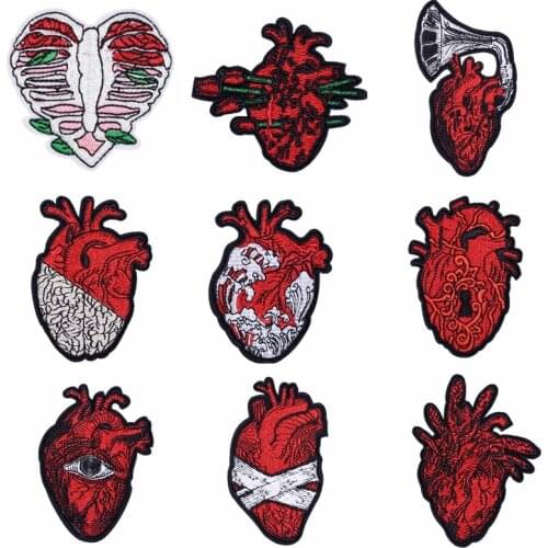 Heart Stripes Applique Embroidered Badges Iron On Patches For Clothing Hippie Stickers On Jacket Cloth Accessories Things Patch