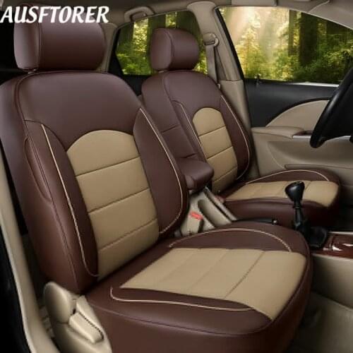 AUSFTORER Genuine Leather Car Seats for Infiniti Q50 Q50L Accessories Automobiles Seat Cover Cowhide Seat Cushion Supports 15PCS