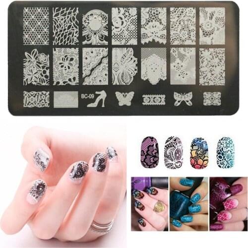BC Nail Stamping Plates Lace Flowers Mandala Geometric Nail Art Stamp Templates Polish Printing Stencils Manicure Tools