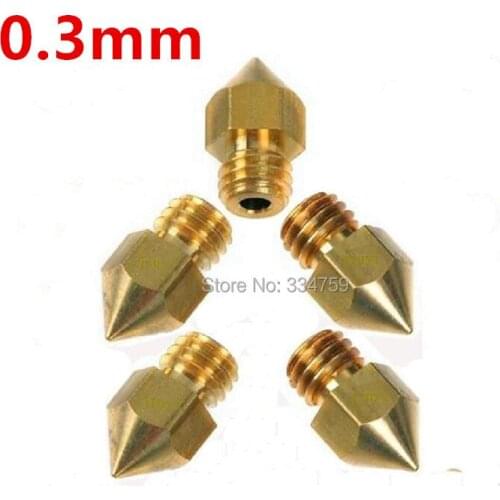 Free shipping 0.3mm 3d printer parts nozzle brass nozzle for MK8 MK7 Head For 1.75MM Makerbot