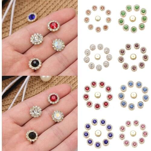 10PC Flower-shaped Rhinestone Glitter Crystals Buttons Shiny Crystal Glass Stone DIY Craft Clothes Decoration Sewing Accessories