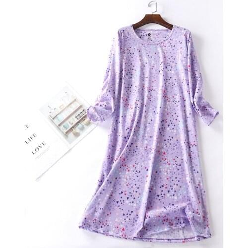 Brand Designer Homewear Women Casual Soft Long Nightgown Ladies Cotton Long Sleeve Nightdress Female Plus Size Sleep Dress