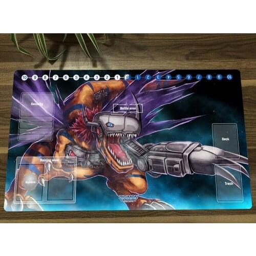 Anime Digimon Playmat Metalgreymon Trading Card Game Mat DTCG CCG Mat Mouse Pad TCG Desk Gaming Play Mat & Card Zones Free Bag