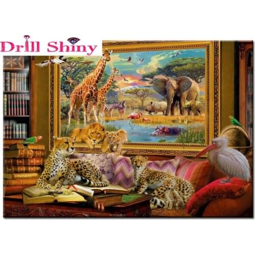 Simulation modern home animal tiger elephant decoration diy diamond painting flower acupuncture 3D full diamond embroidery paint